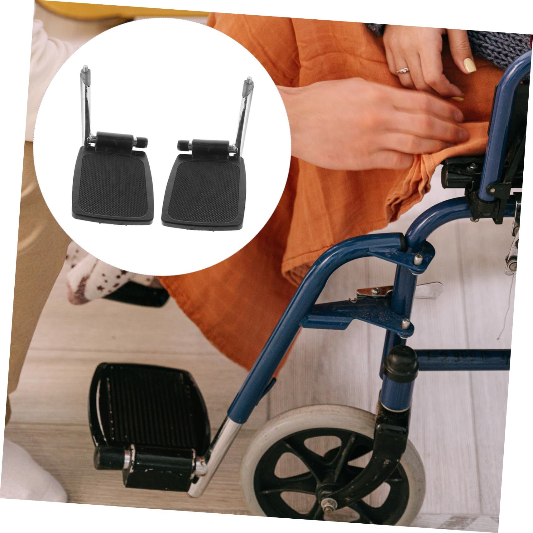 Beaupretty 1 Par de Reposapiés para Silla de Ruedas con Poste, Plástico Negro, Resistentes y Antideslizantes, Repuesto para Uso Diario