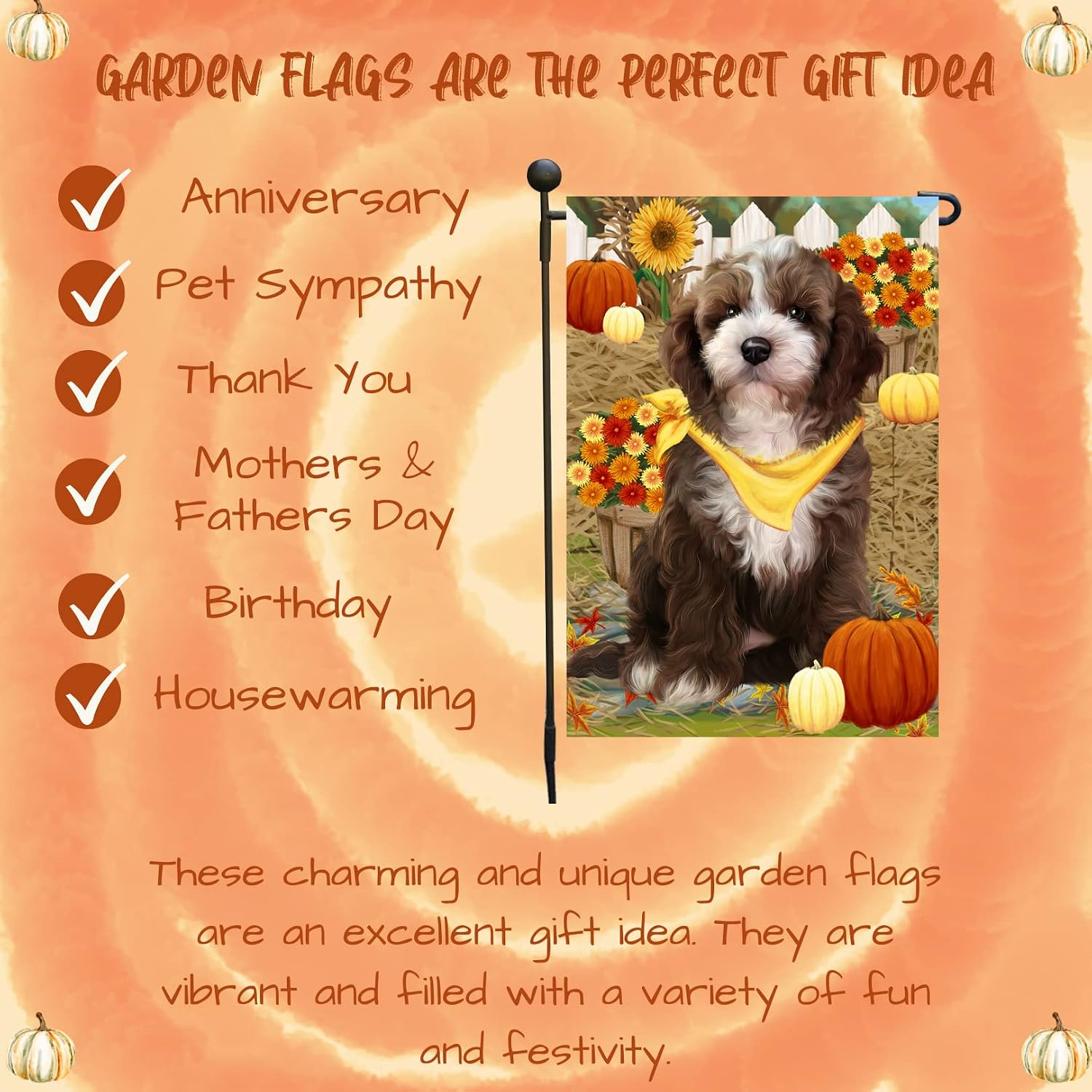 Doggie of the Day Fall Autumn Greeting Cockapoo Dog Garden Flags- Outdoor Double Sided Garden Yard Porch Lawn Spring Decorative Vertical Home Flags 12 1/2"w x 18"h - GFLAG55672
