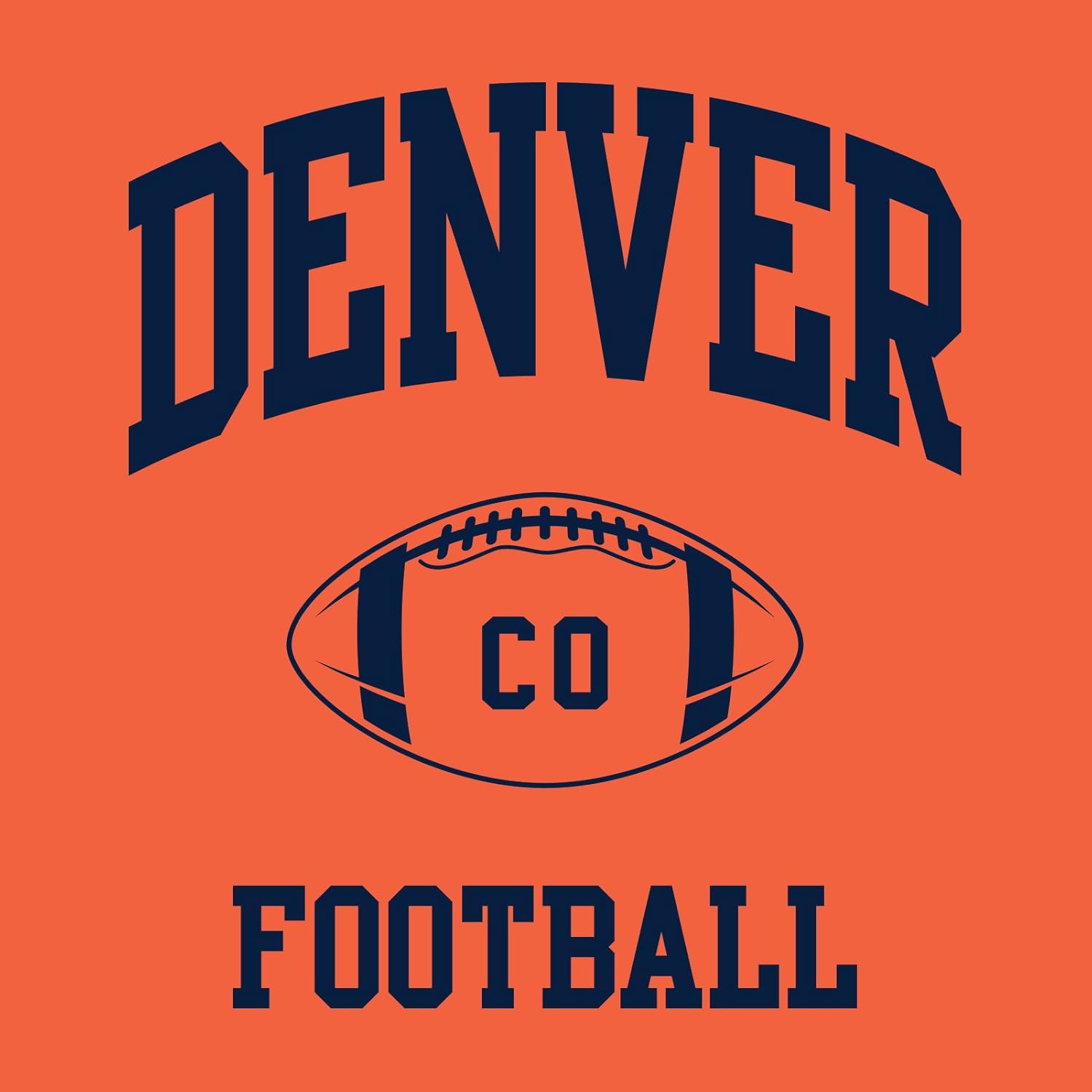 Denver Classic Football Arch American Football Team Sports Hoodie - X-Large - Orange