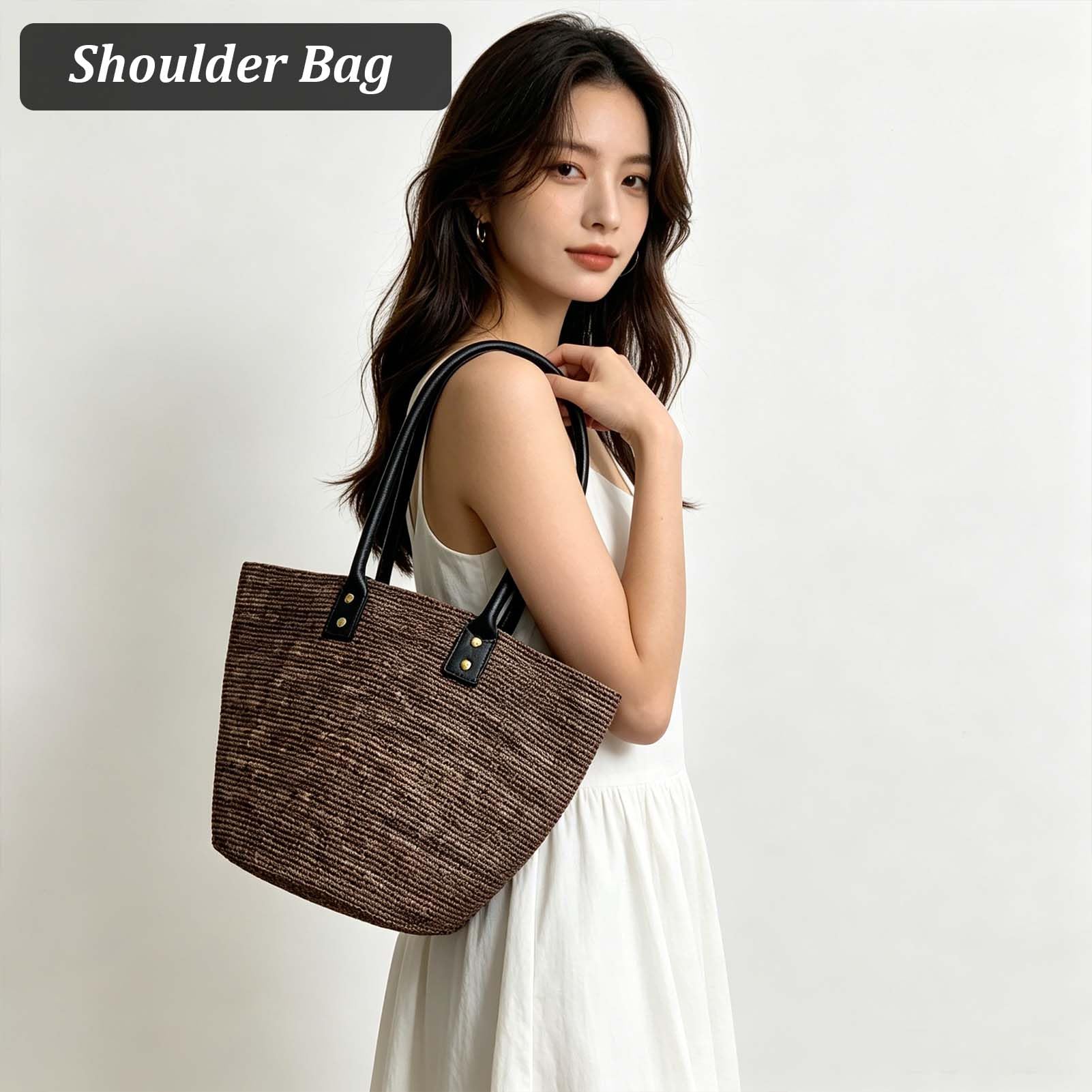 Bolso Rafia Mujer Verano De Playa De Paja Bolso De Mano De Bandolera Capazos Mimbre Tejido Crochet Bolso De Hombro De Vacaciones De Viaje Straw Beach Tote Summer Handbags Women