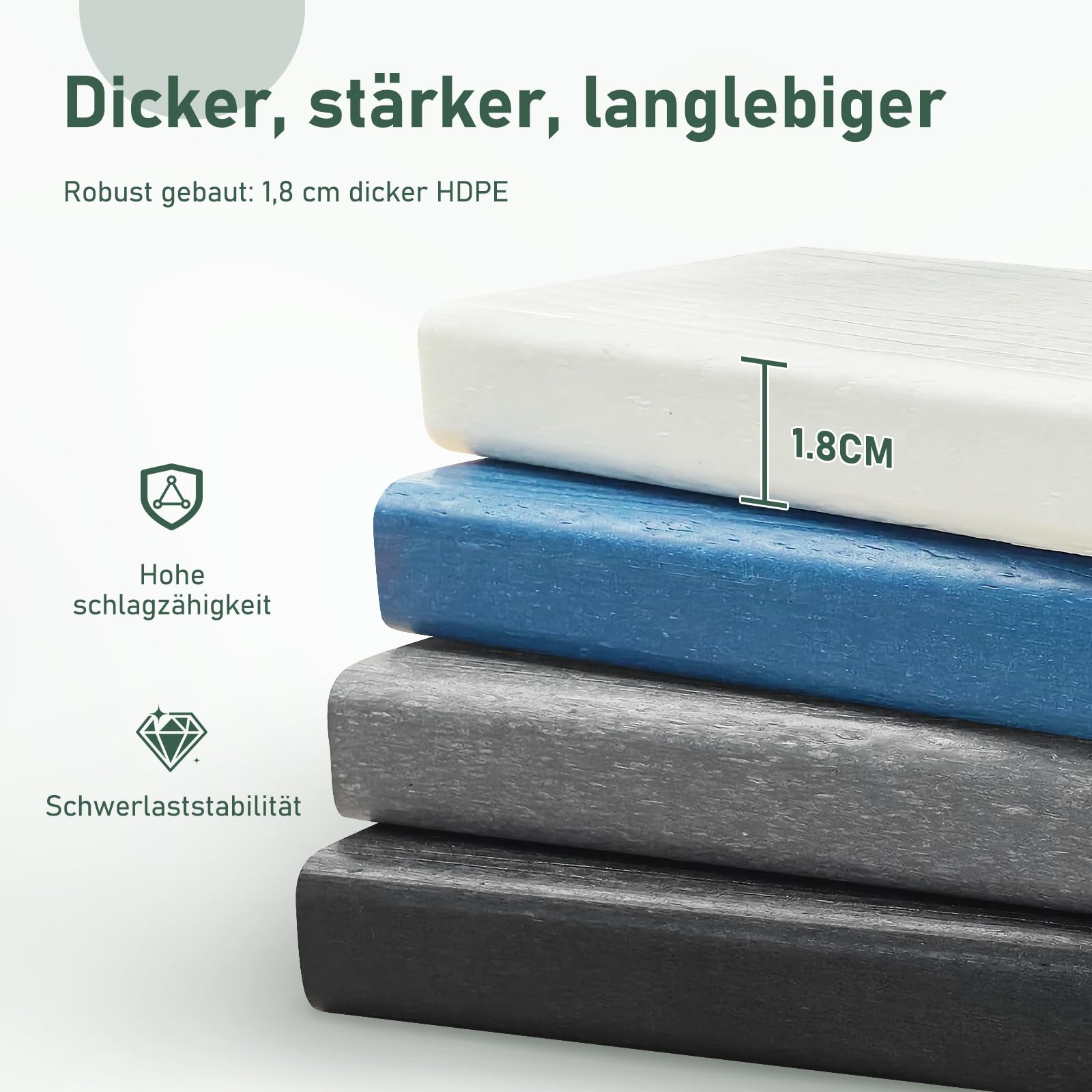 Schaukelstuhl Gartenstuhl für den Außenbereich, HDPE Schaukelstuhl für Erwachsene mit hoher Rückenlehne, Wetterfest, für Terrasse, Garten, Rasen, Veranda, Blau