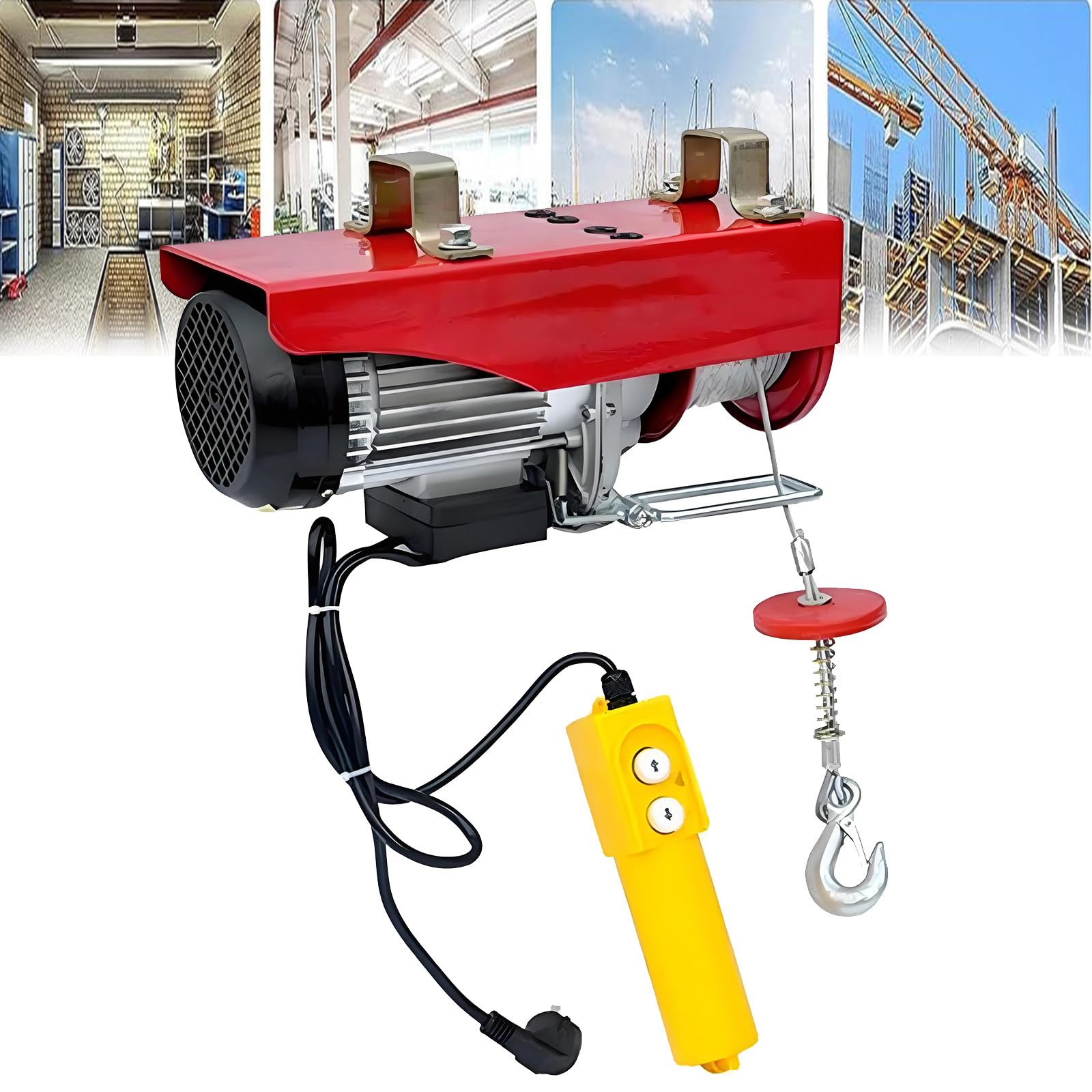 Eiwitany Electric Wire Rope Hoist Winch with Remote Control, Heavy Duty Lifting Equipment for Garage, Warehouse and Factory （ PA200 12M）