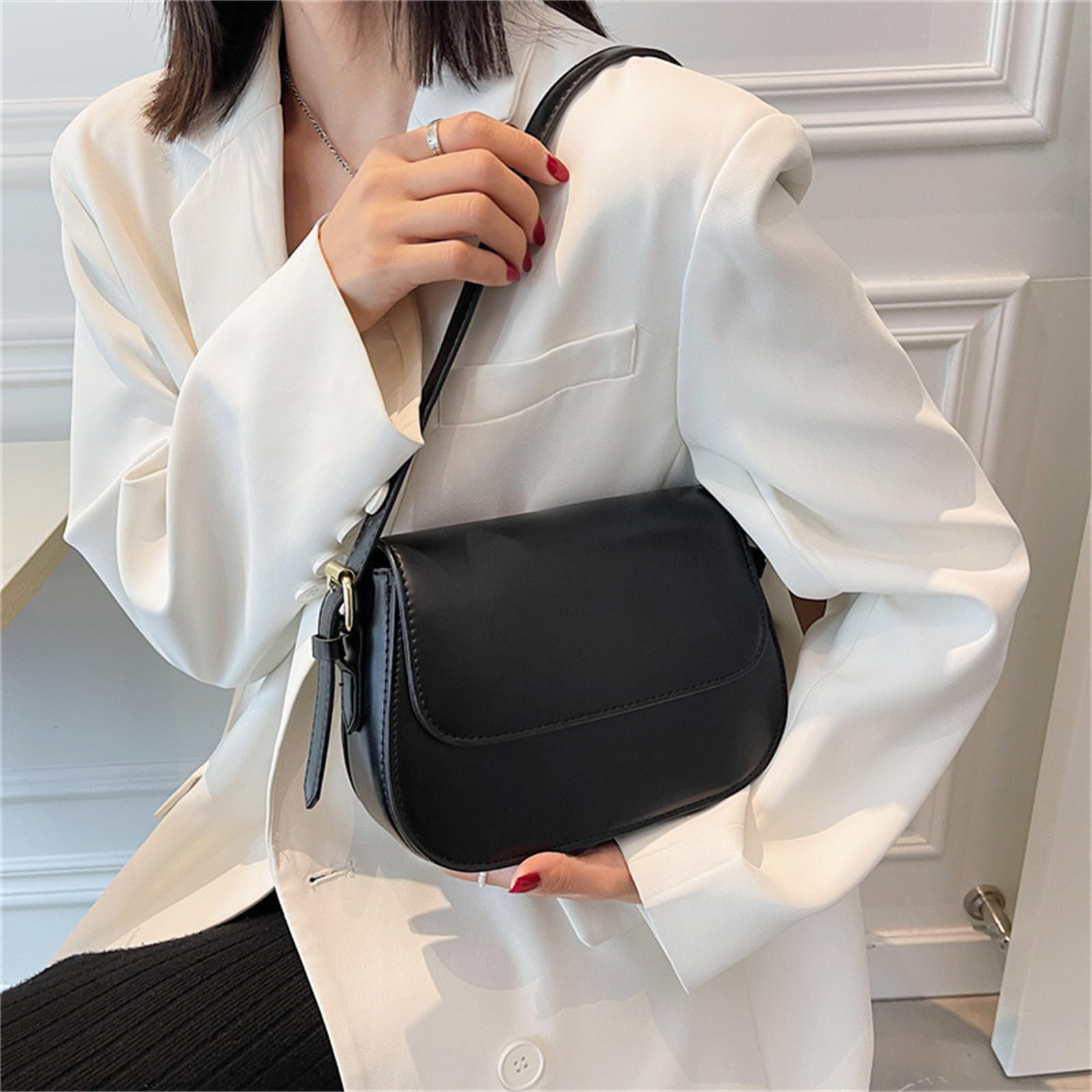 Borsa A Mano da Donna Tracolla Semplice Ed Elegante Piccola Quadrata retrò-Bianco