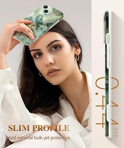 Miniatura 4 de GVIEWIN Funda de mármol para iPhone 15, con protector de pantalla y protector de lente de cámara, protección contra caídas de grado militar de 10