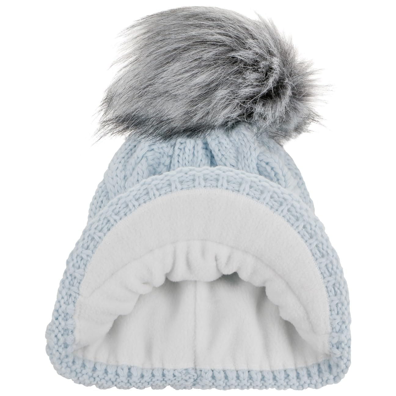 Britta Cable Knit Peak Pull On Mütze Bommelmütze Wintermütze Strickmütze Damen - Made in Italy mit Schirm, Futter, Futter Winter