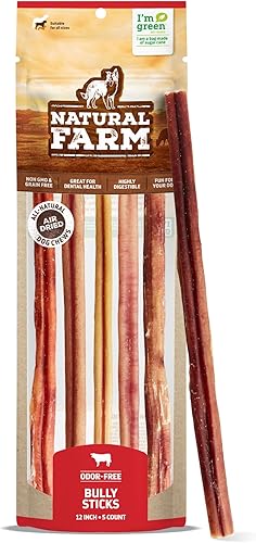 Natural Farm - Palitos masticables y sin olor 100% de carne de res en conserva de ganado alimentado con pasto, para perros pequeños y grandes,