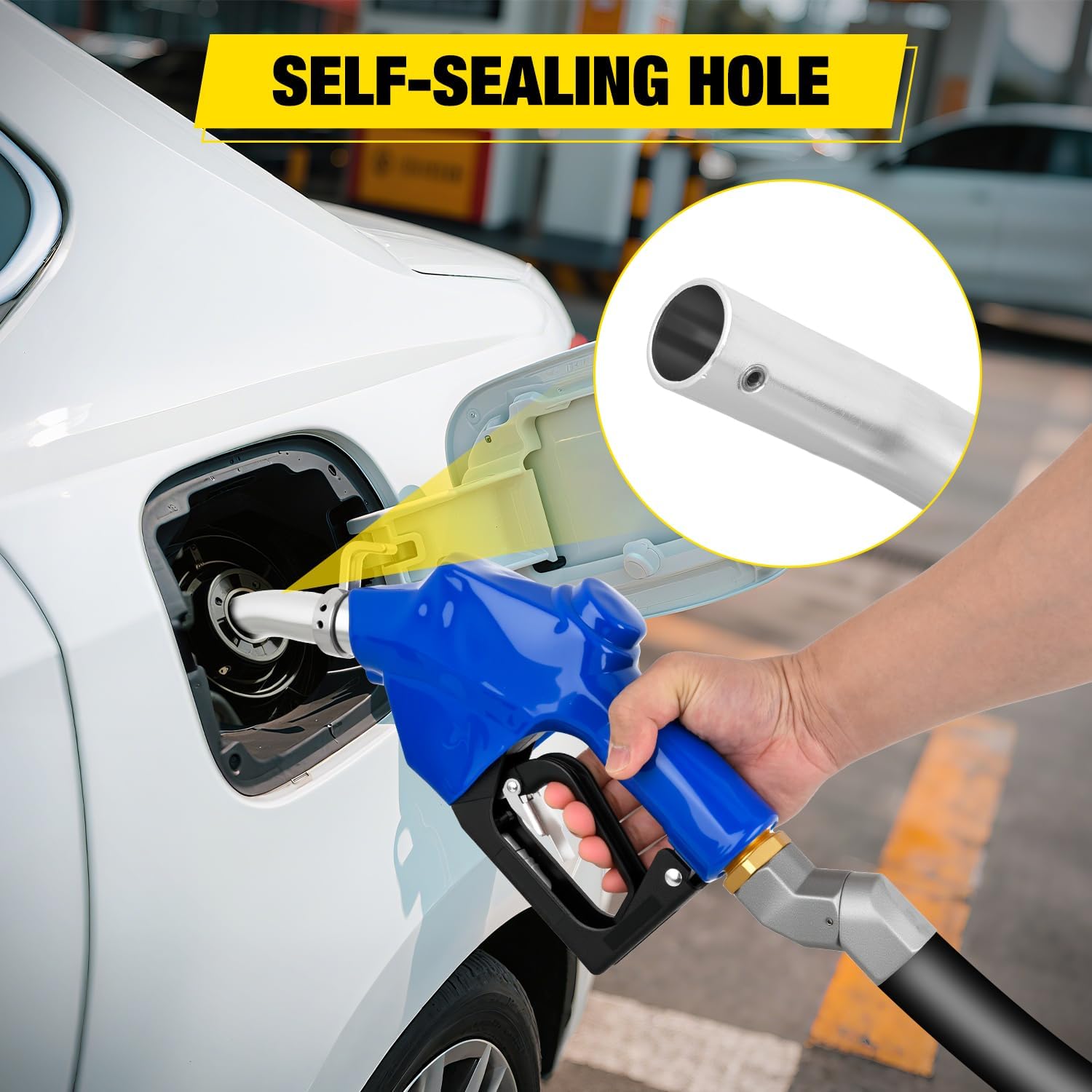 Nilight 1" NPT Fuel Nozzle with Fuel Hose Swivel, High Flow Auto Shut Off Gas Pump Transfer Refilling Nozzle with Adjustable Speed Padlock for Gasoline, Kerosene, Diesel