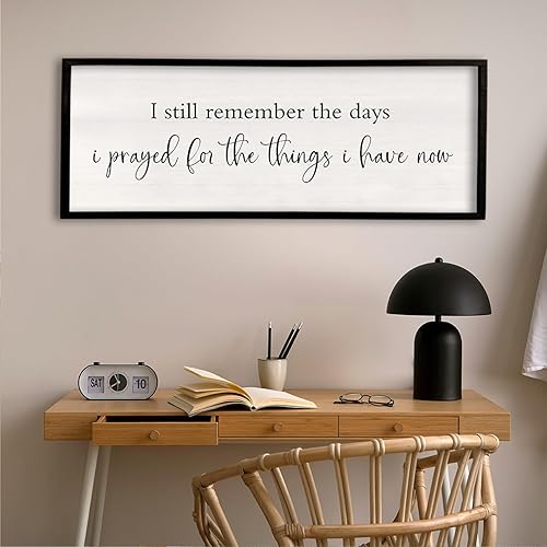 Miniatura 6 de Letrero con texto en inglés "I Still Remember the Days I Prayed" de 32 x 12 pulgadas, decoración de pared grande para sala de estar, placa enmarcada