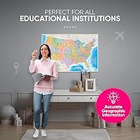 Vista 7 de NOWMAP AquaShield Double-Sided United States, USA Map Waterproof Poster 24x36 - Folded with (Pin Stickers)