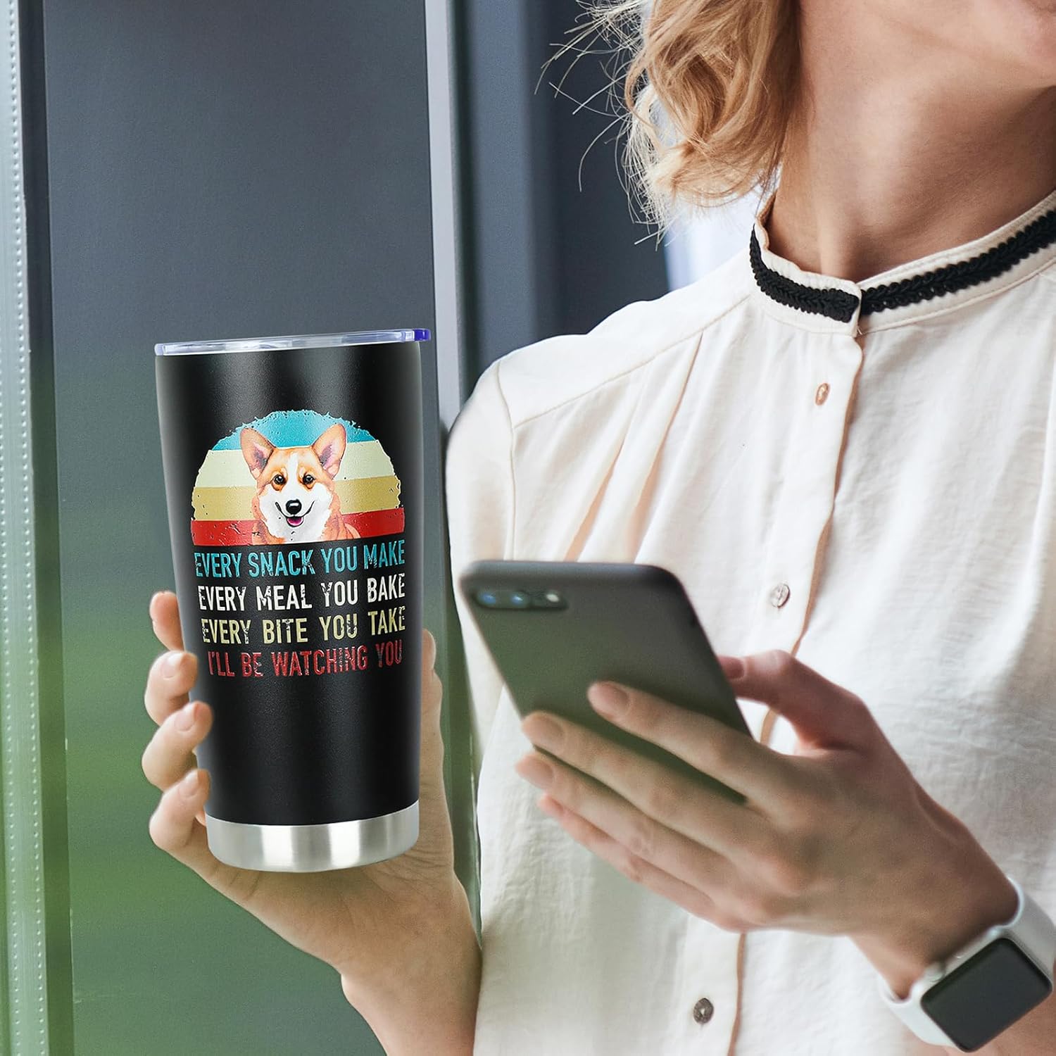 Corgi Gifts for Corgi Lovers - Christmas Birthday Corgis Gifts for Women Men - Dogs Mom Dad Owner Gift Ideas - 20oz Insulated Tumbler with Lid for Home Office Outdoor Use - Image 2