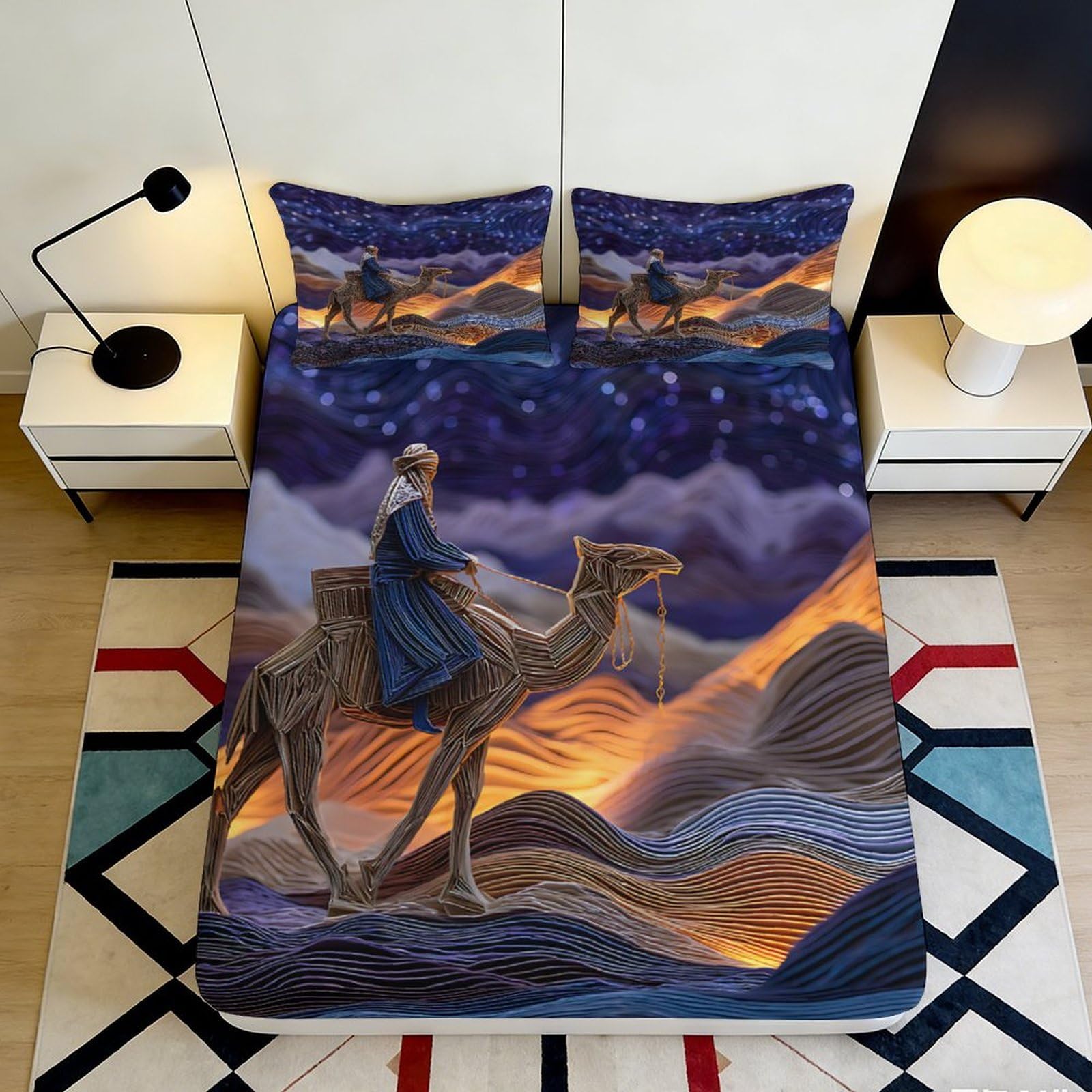 3D Printed Gothic Bee Pattern Fitted Sheet Microfiber Deep Pocket Bedroom Bedding Dark Insect Mattress Fitted Cover 180x200x25cm