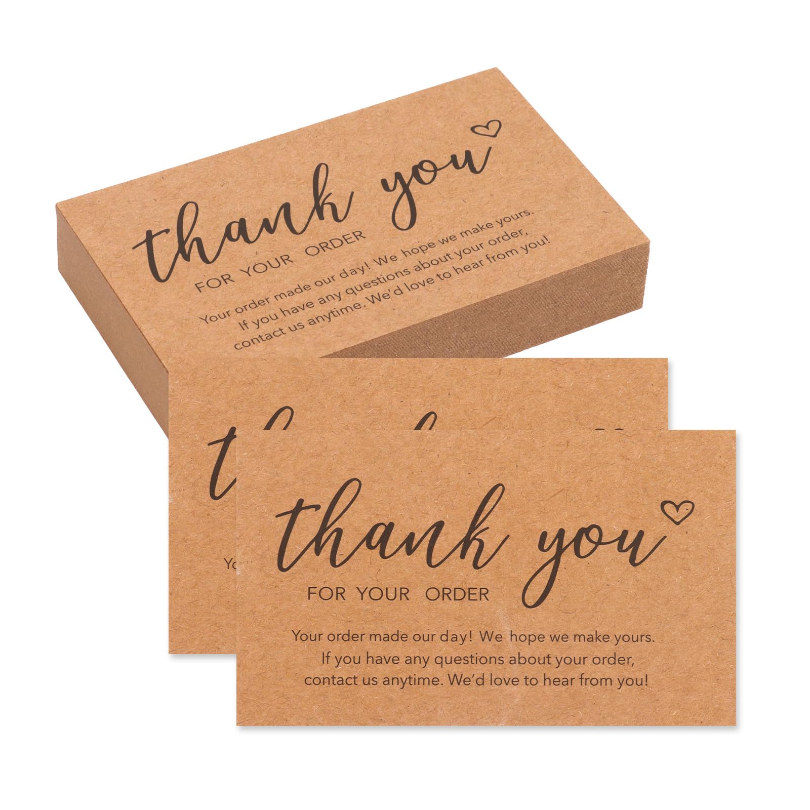 KEUKORZ 50 Stück Kraft Dankeskarten, Thank you Cards Leere Innenseite Der Karte, Kraft Dankeskarten Danke Karten für Lehrer, Kollegen, Geburtstage, Hochzeiten, Partys, Geschäftsbankette (5.4 x 9cm)