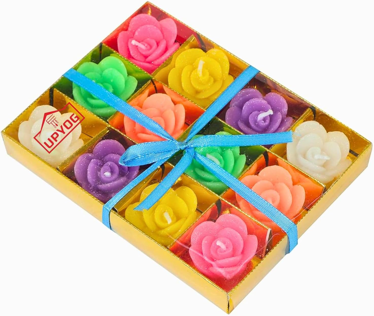 Diwali Diya Decoration Floating Rose Flower Candle in Bulk | 12Pcs, Smokeless, Dripless & Long Lasting Candle | Water lamp Candles for Home, Pool, Weddings, Deepawali Decor, Cafe & Spa