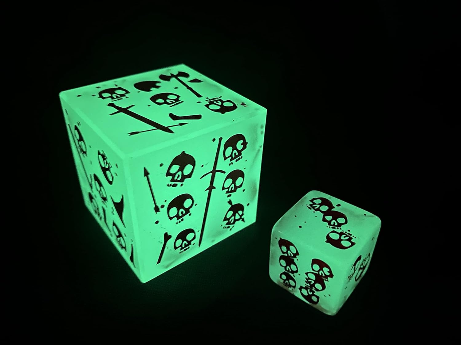 2 Glow in The Dark Massive Gelatinous Cubes Dice Pair