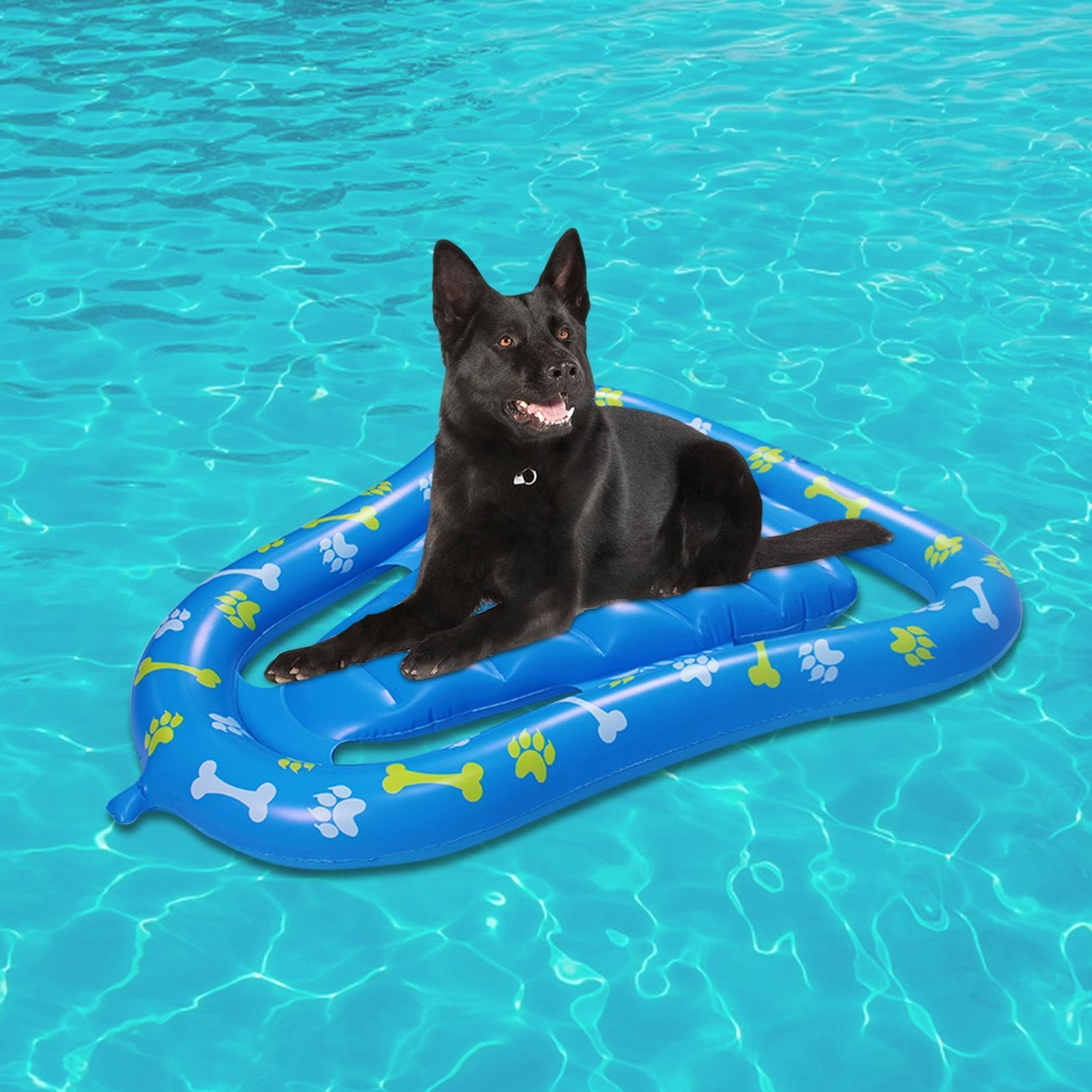 Flotador inflable de piscina para mascotas, balsa flotante para perros