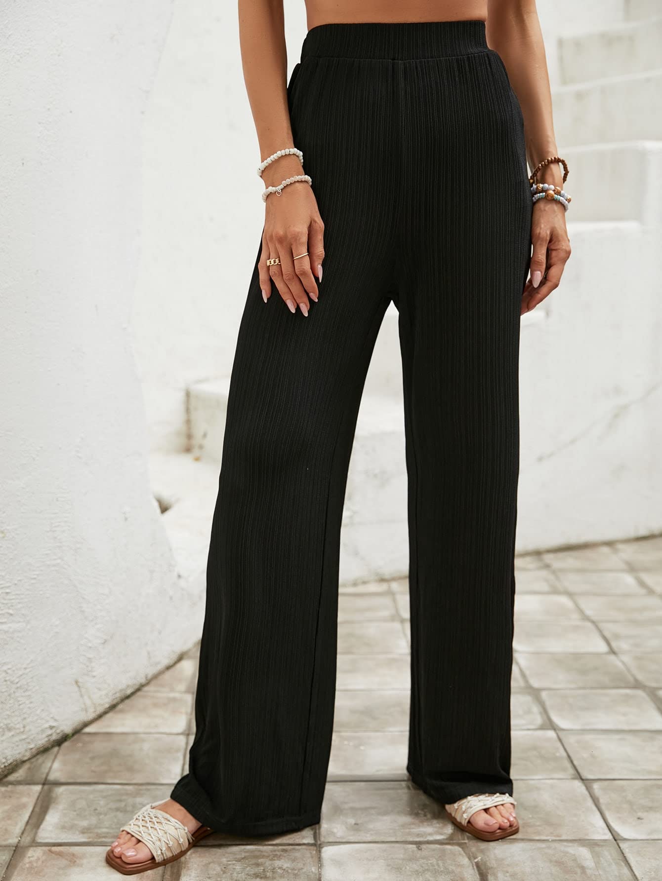 REDESYN Pants for Women Womens Pant High Waist Wide Leg Pants Pants Color Black Size Medium