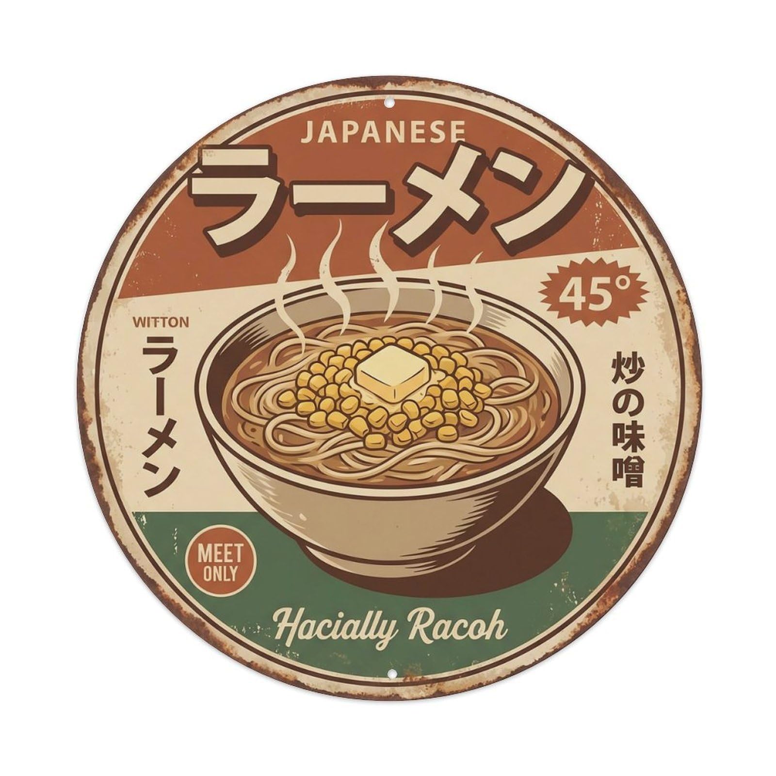 Cxhjca 8X8inch(20X20cm) Ramen Japanese Noodle Bar Vintage Americana Food Soup Metal Tin Sign