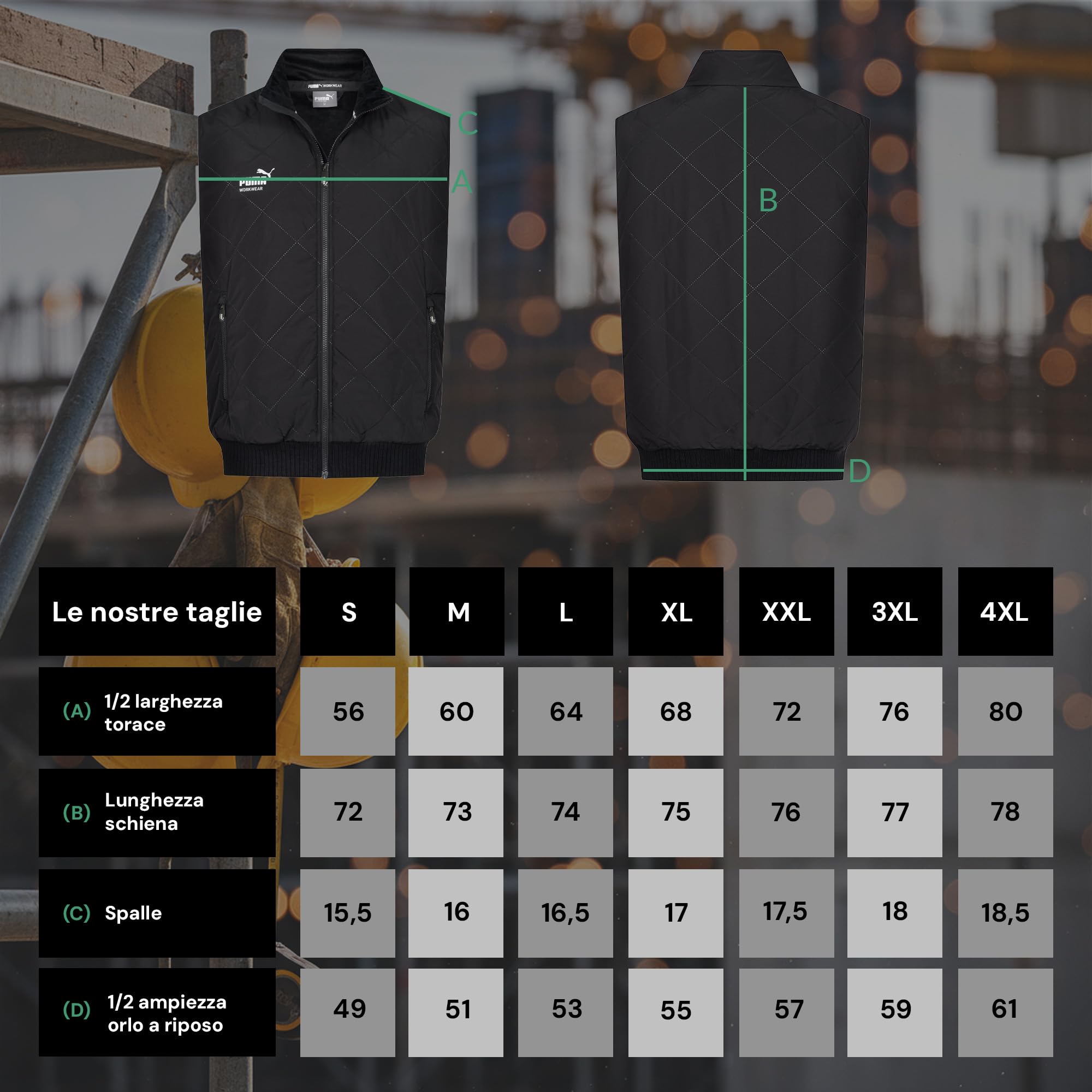 PUMA Workwear - Gilet invernale da uomo, con calda imbottitura, impermeabile e antivento, con tasche e fodera in pile, tasca interna, materiale esterno robusto per lavoro e tempo libero