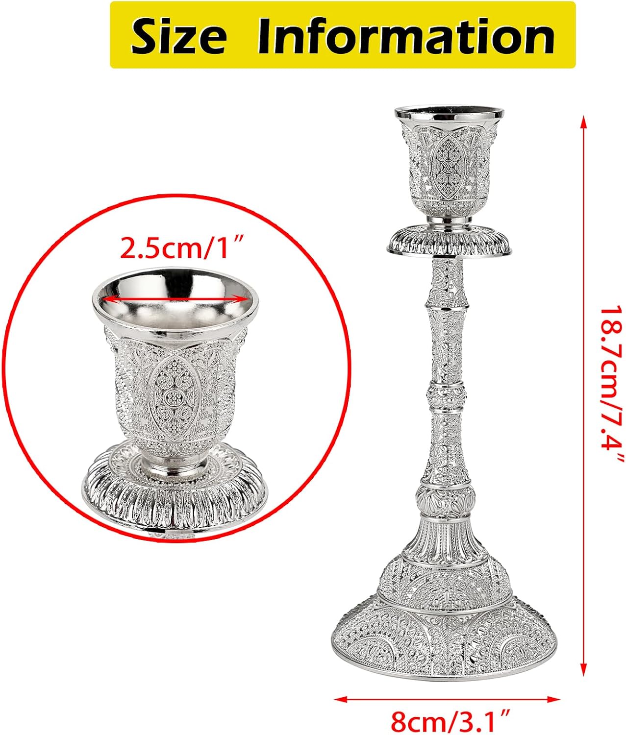 OwnMy 2PCS Taper Candle Holders Vintage Metal Pillar Candlestick Holders