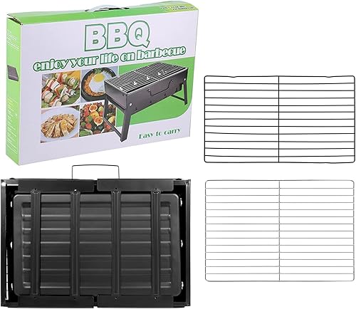 Miniatura 8 de Uten Parrilla de carbón, parrilla plegable portátil ligera para ahumador, parrilla de barbacoa pequeña de escritorio al aire libre para campamento,