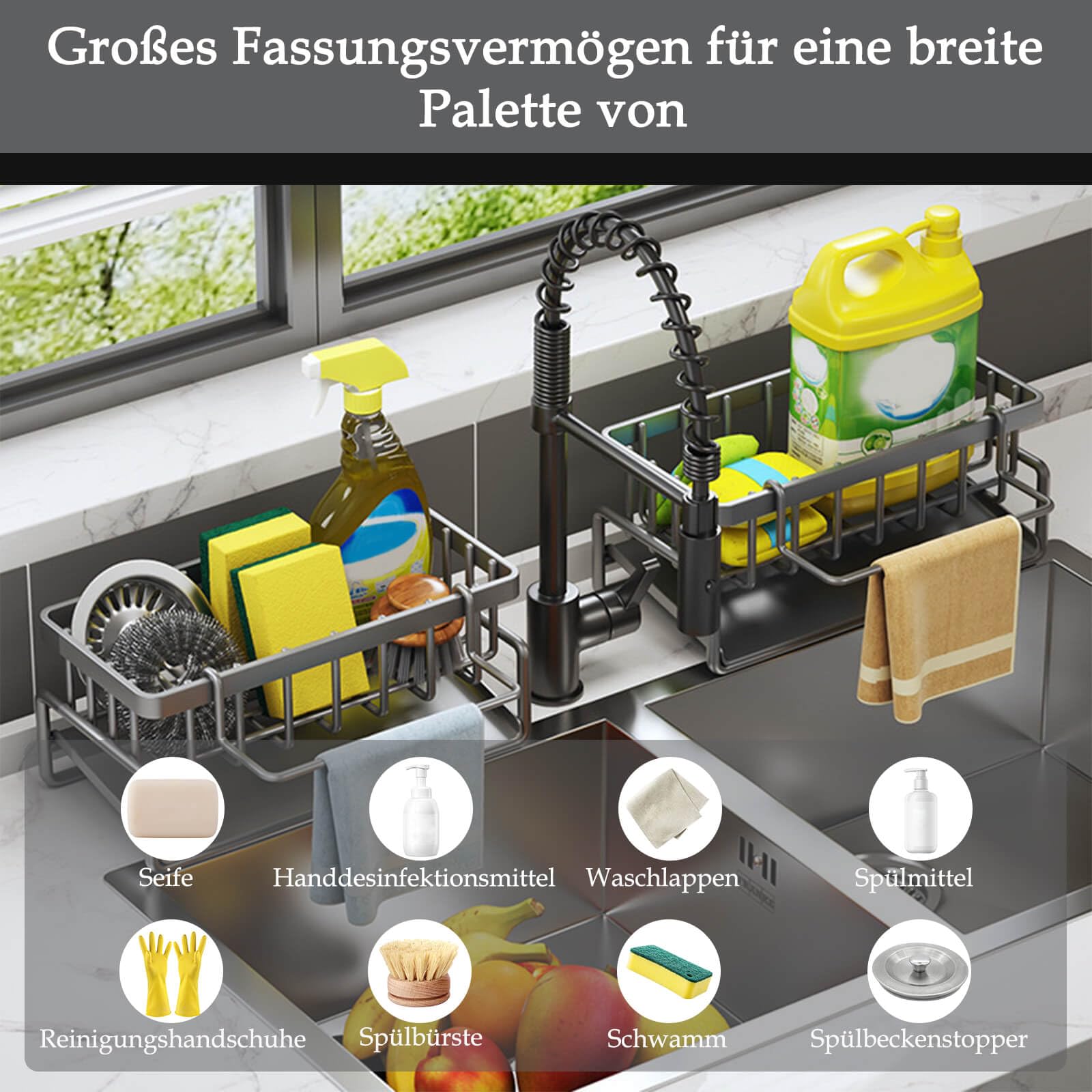 Kitchen Sink Organiser, Organiser Sponge Holder - Image 4