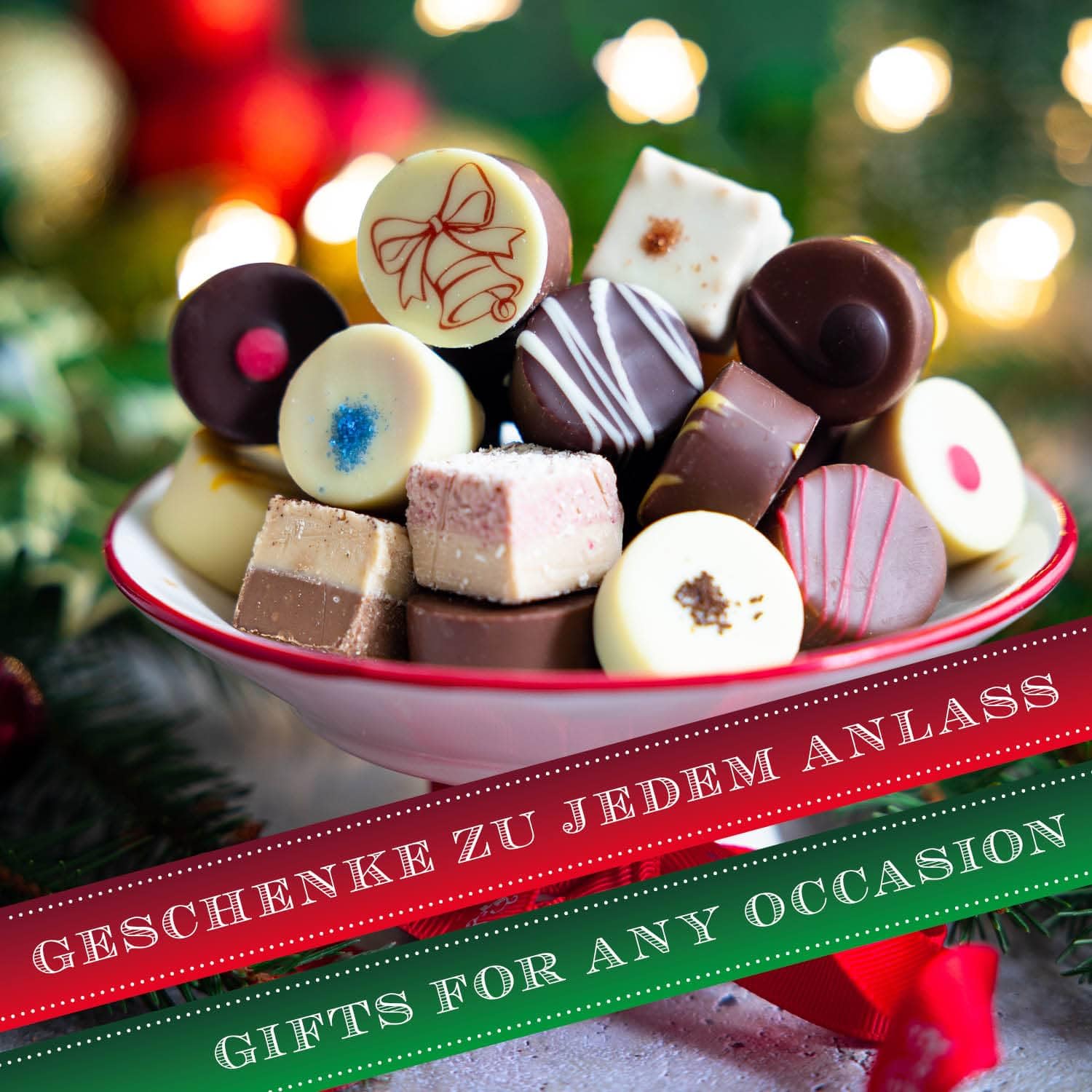 Hallingers Genuss Manufaktur Pralinen Weihnachts-Geschenk - ohne Alkohol, handmade aus Confiserie-Edelkakao in wertiger XXL-Geschenkbox ""Frohe Weihnacht..."", Weihnachten für Frauen Männer
