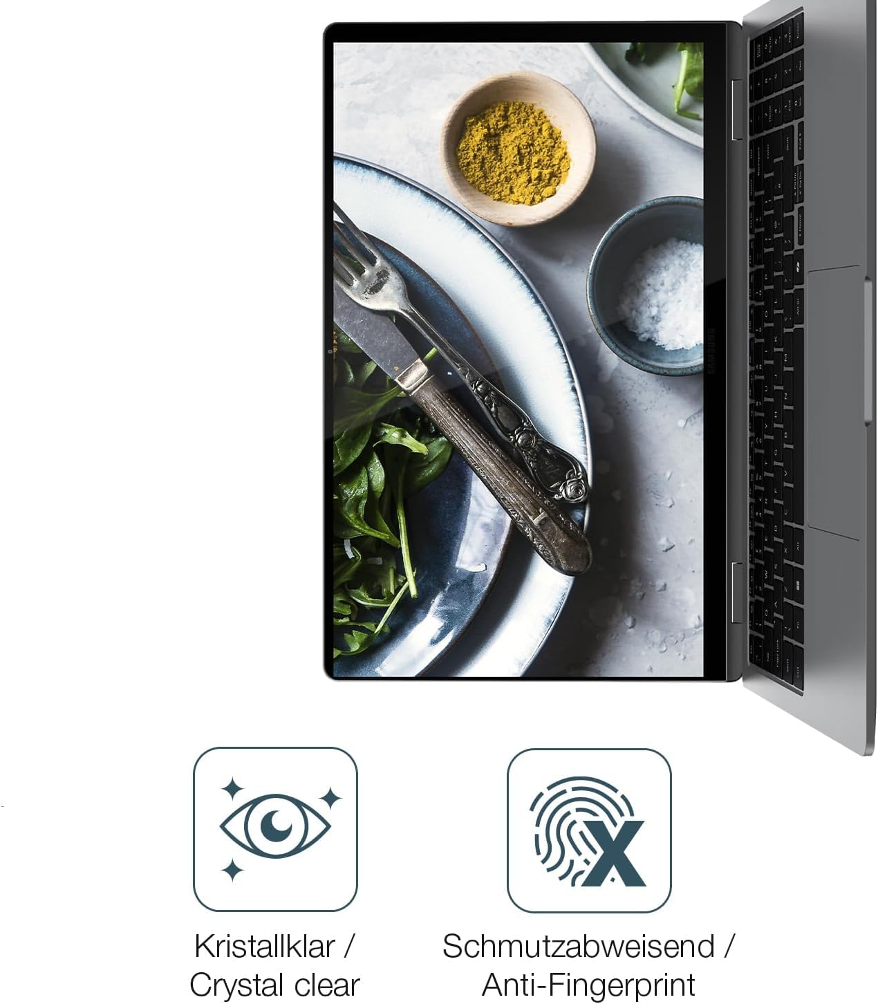 dipos 2x Protector de Pantalla 9H claro para Samsung Galaxy Book 5 Pro 360 | Transparente, no se rompe ni astilla, no es cristal, antigolpes, antiarañazos, sin burbujas, apto para fundas, autoadhesivo
