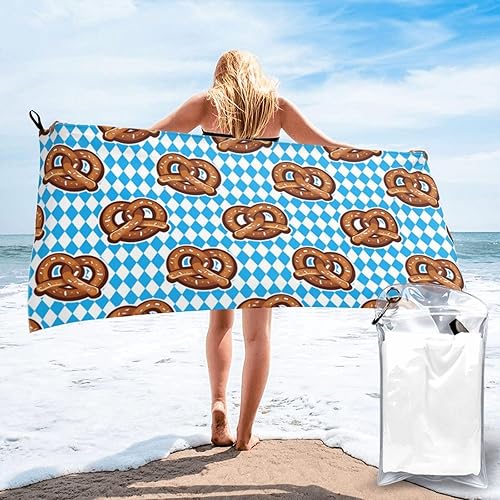 Miniatura 1 de Pretzels - Toalla de playa de microfibra de gran tamaño, de secado rápido (31.5 x 63 pulgadas), a prueba de arena, absorbente, compacta, manta de