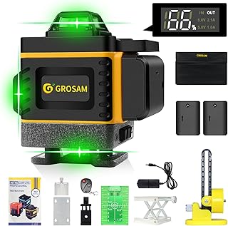 Laser Level, 16-line Green Laser Level For Self-leveling Of Buildings And Picture Hangings, Two 360° Vertical Lines And Two 360° Horizontal Lines With Battery Power Detection
