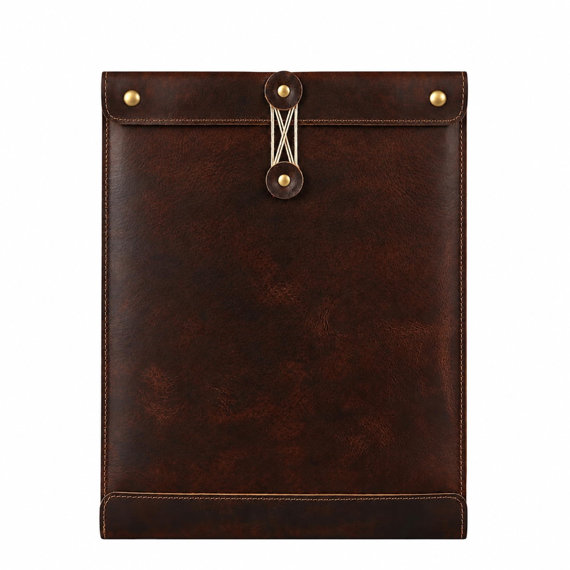 Warreplica Handmade Leather A4 Document Holder: Vertical Portfolio Folder & Office Desk Accessory for Letters, resumes & Files (Bourbon Brown)