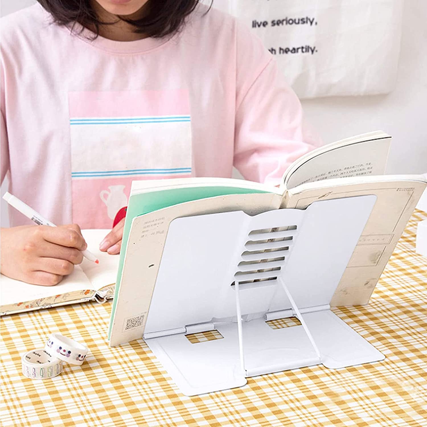 Leggio Regolabile In Metallo Per Libri – Altezza Regolabile In 6 Posizioni – Pieghevole E Portatile – Per Cucina, Ufficio, Scuola