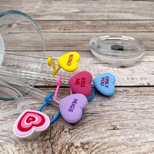 Miniatura 7 de Tapa de popote con forma de corazón para copa Stanley, 8 piezas de 0.394 in, 0.4 pulgadas, reutilizables, con puntas de popote Stanley, accesorios