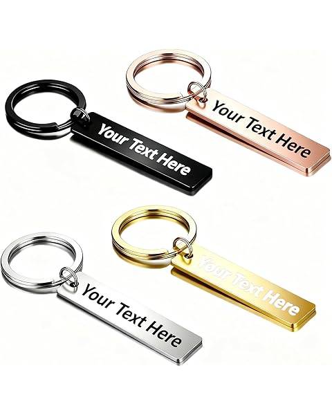 BEXOA EDC Custom Keychain with Text Name - Personalized Engraving Double Sided Stainless Steel Key Chain Gifts for Men Women Christmas