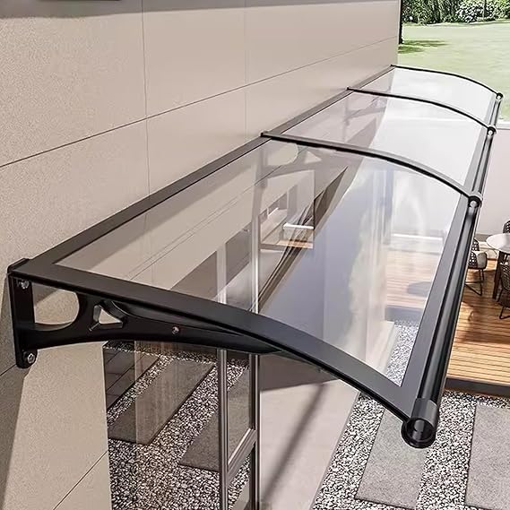 Door Awnings Exterior, Polycarbonate Cover Awnings for Doors Entrance, Awning for Door Window Exterior with Aluminum Bracket for Sun Shutter, UV, Rain and Snow Protection-A-60x160cm/24x63in