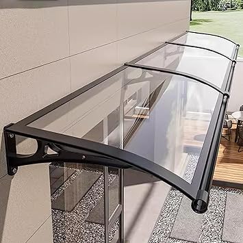 Door Awnings Exterior, Polycarbonate Cover Awnings for Doors Entrance, Awning for Door Window Exterior with Aluminum Bracket for Sun Shutter, UV, Rain and Snow Protection-A-60x160cm/24x63in