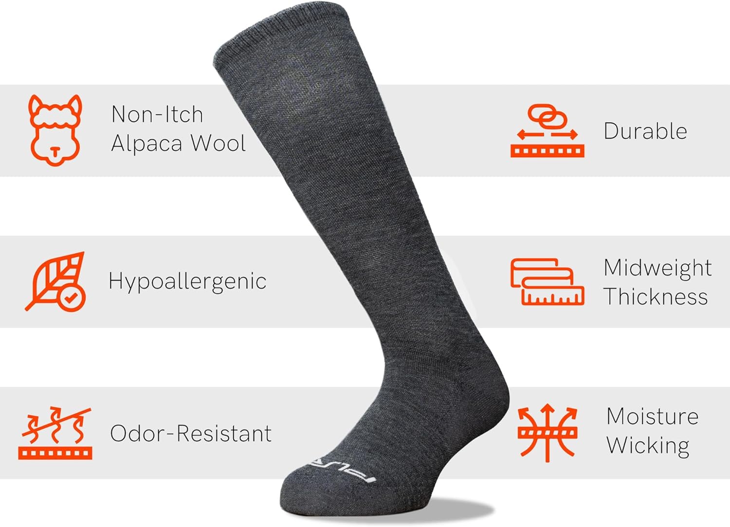 Pure Athlete Alpaca Ski Socks - Premium USA Made Genuine Alpaca Wool Padded Winter Skiing Snowboard Socks for Men and Women