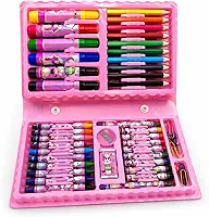 Kit de Pintura Infantil 48 Peças Rosa – Maleta Completa para Desenhar e Colorir | Lápis, Canetinhas, Giz de Cera e Acessórios | Tema Girl Presente Criativo
