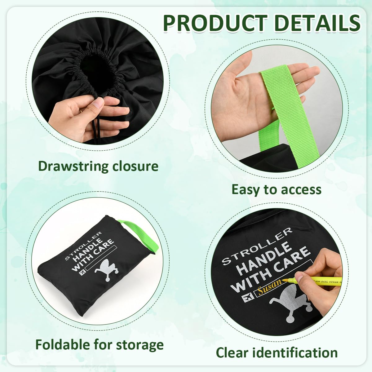 CENBEN Stroller Bag for Airplane Large Capacity Pram Travel Bag, Waterproof Pushchair Cover with Hand Strap - Image 3
