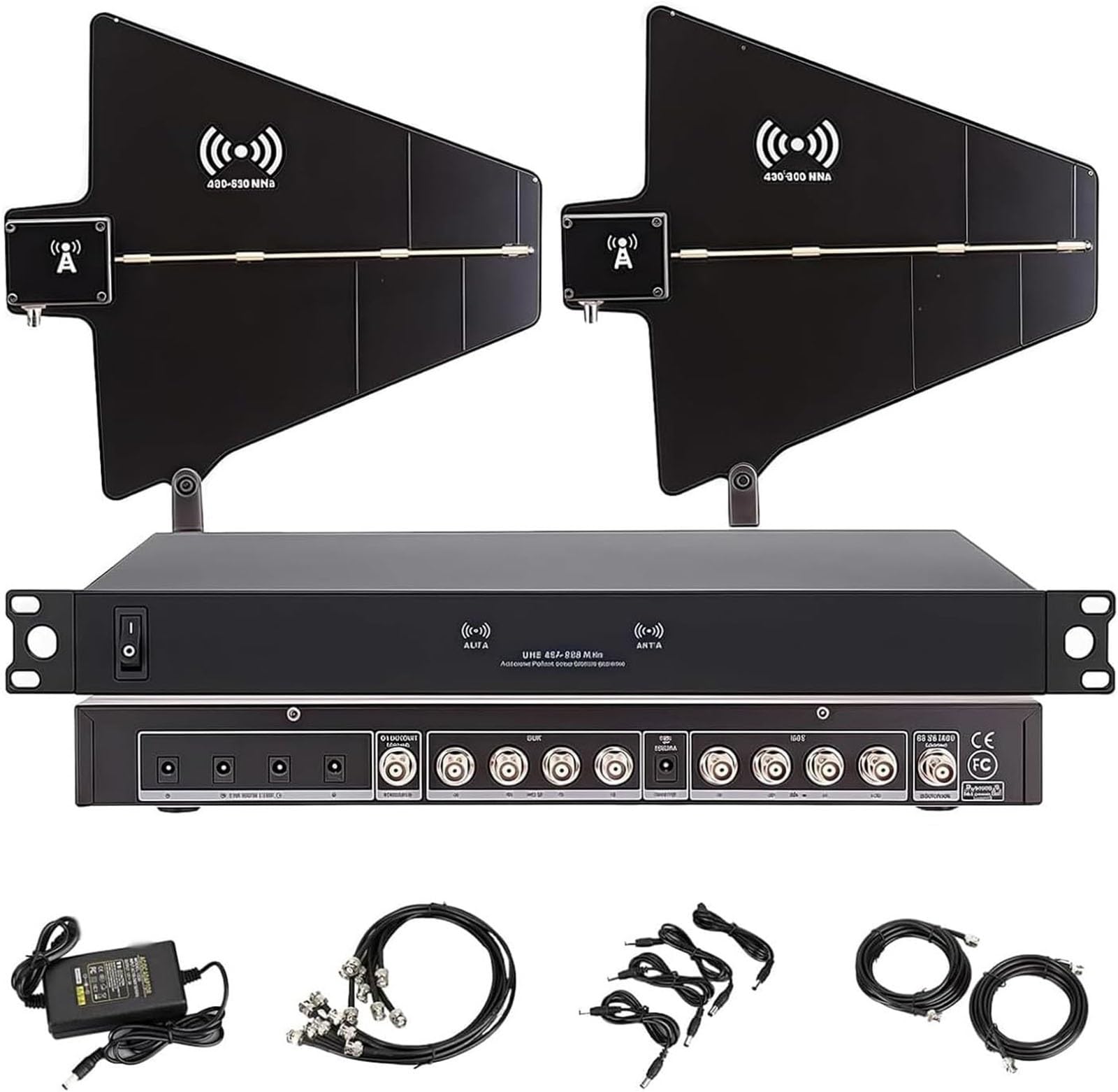 UHF Antenna Power Distribution System, Active Directional Antennas Wireless Microphone System, Signal Boost 1000m, 8 Input/Output Ports, Wall Mountable, for Live Shows, Party(8Input)