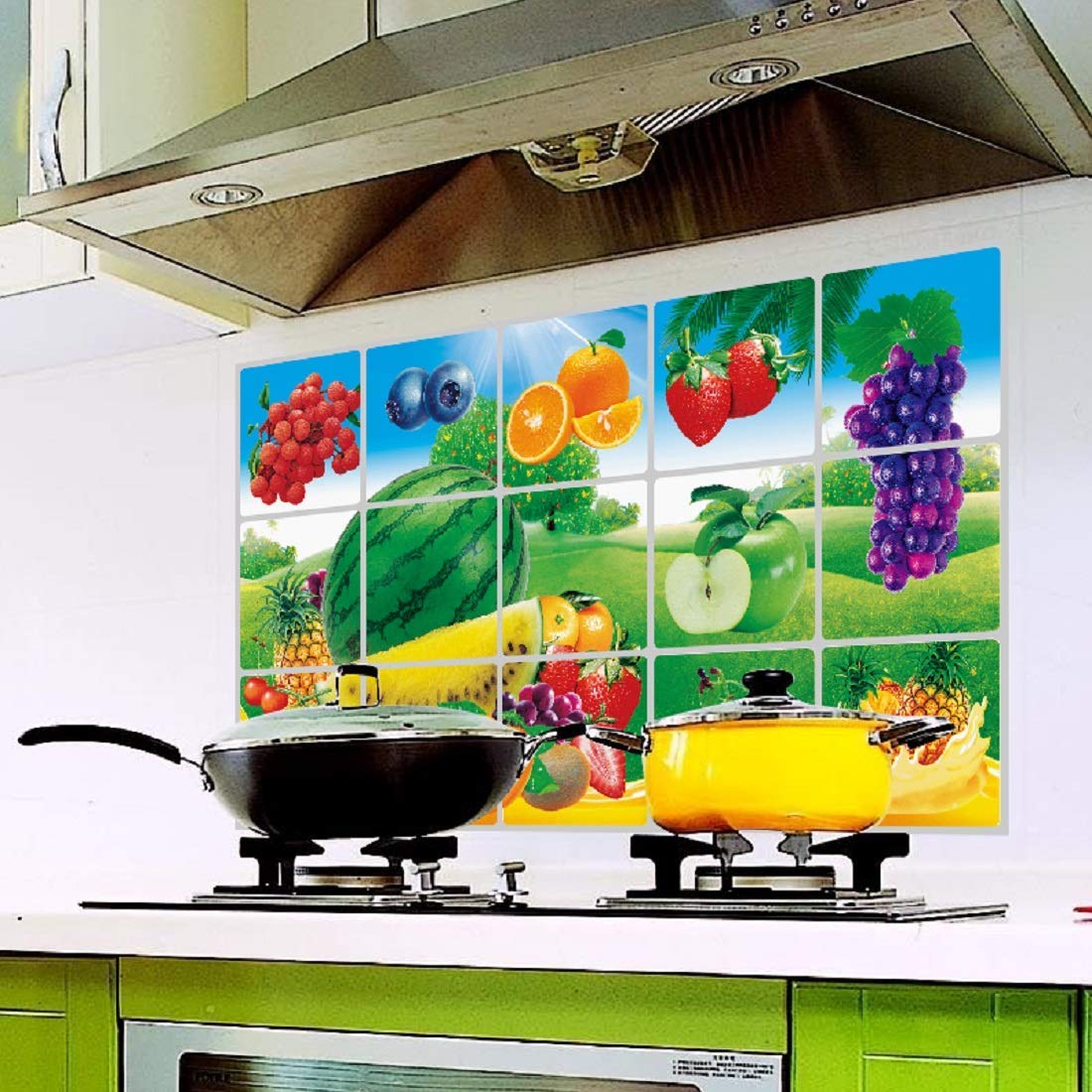 JAAMSO ROYALS Multi Fruits and Vegetable Oil Proof Vinyl Aluminium Foil Kitchen Tile Wall Sticker (75 CM X 45 CM) 4
