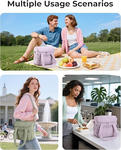 Miniatura 7 de BAGSMART Lonchera con aislamiento de doble cubierta para mujer, bolsa de almuerzo acolchada, a prueba de fugas, duradera y reutilizable, hielera