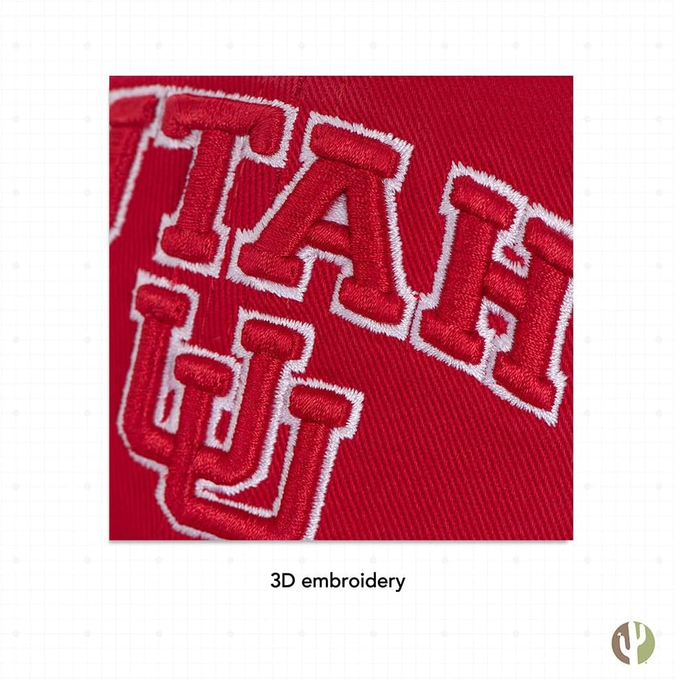 Desert Cactus University of Utah Baseball Hat UT Utes Brimmed Embroidered Hats Cap Adjustable Cloth Strap Adult (Style F) Red - Image 6