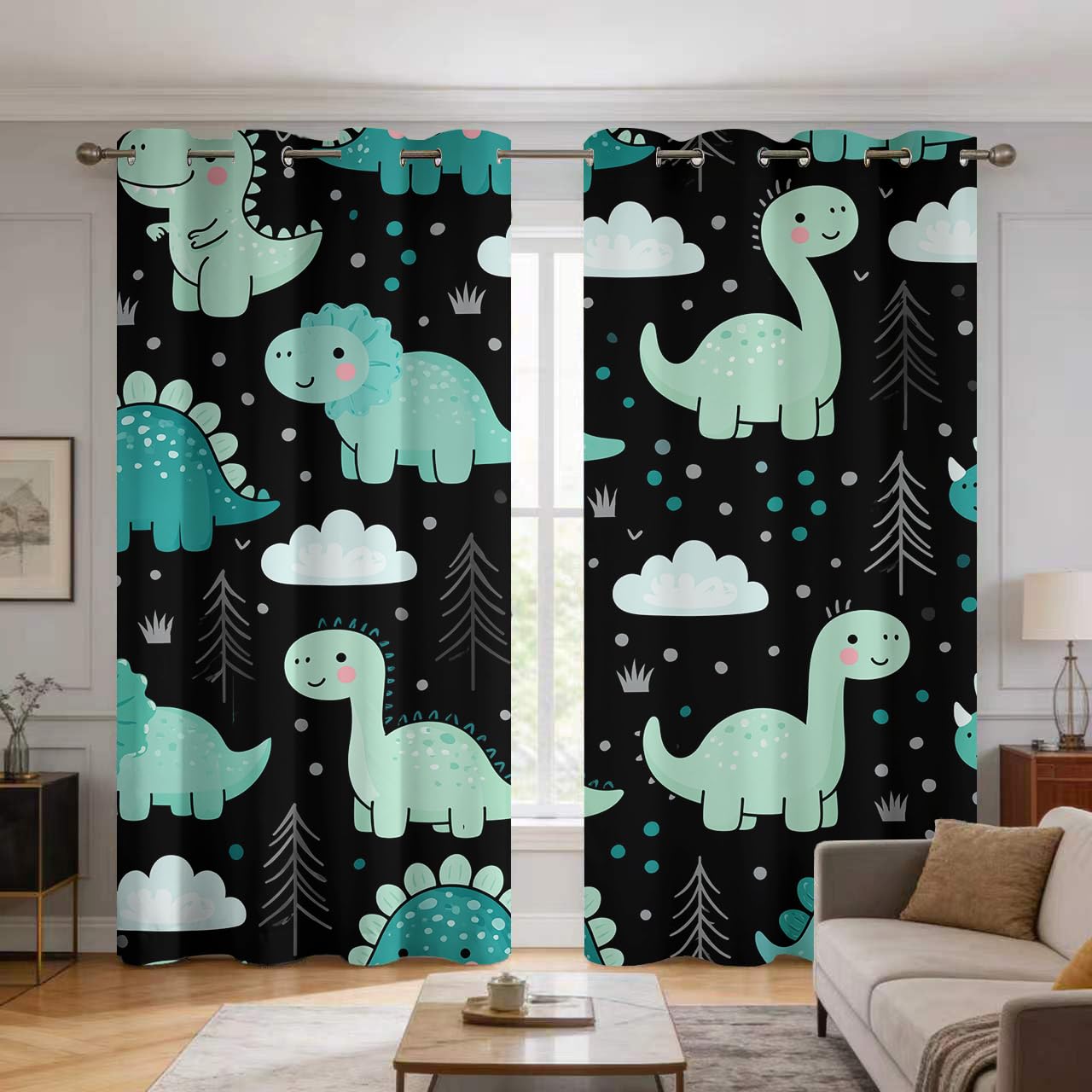 Générique Rideaux Motif Mignon Dinosaure Rideau Occultant