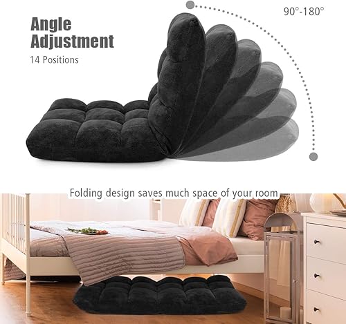 Miniatura 6 de GOFLAME Sofá de suelo plegable de 14 posiciones, sofá ajustable para juegos, silla acolchada, cama plegable para dormir para sala de estar,