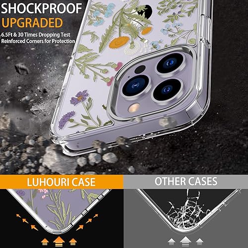 Miniatura 3 de LUHOURI Funda para iPhone 15 Pro con protector de pantalla - acrílico transparente - Diseño de patrón de moda - Carga inalámbrica - Funda protectora
