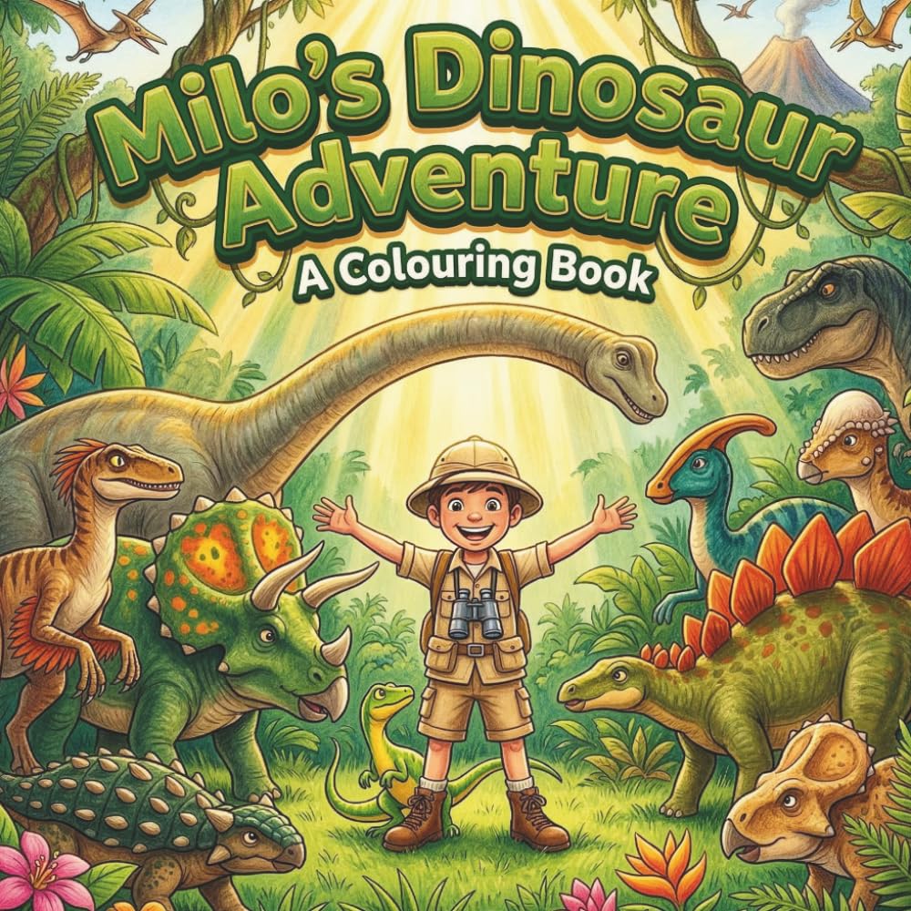 Milo's Adventure Series: Dinosaur Adventure Colouring Book for Kids Ages 4-7 | Meet Amazing Dinosaurs with Milo
