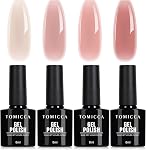 TOMICCA Jelly Ensemble de polonais à ongles en gel rose - 4Pcs Pink Nude blanc pur Gel polonais UV Gel Nail Polish cristal clair Polish Gift Set Manucure Gel Nails Kit pour Nail Art Salon Accueil DIY