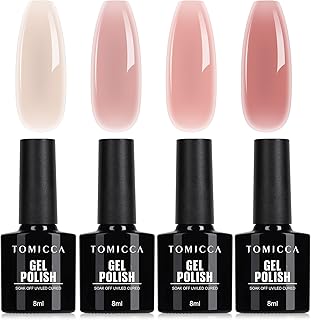TOMICCA French Nail Gel Polish Set - Long Lasting Pink Jelly Gel Nail Polish