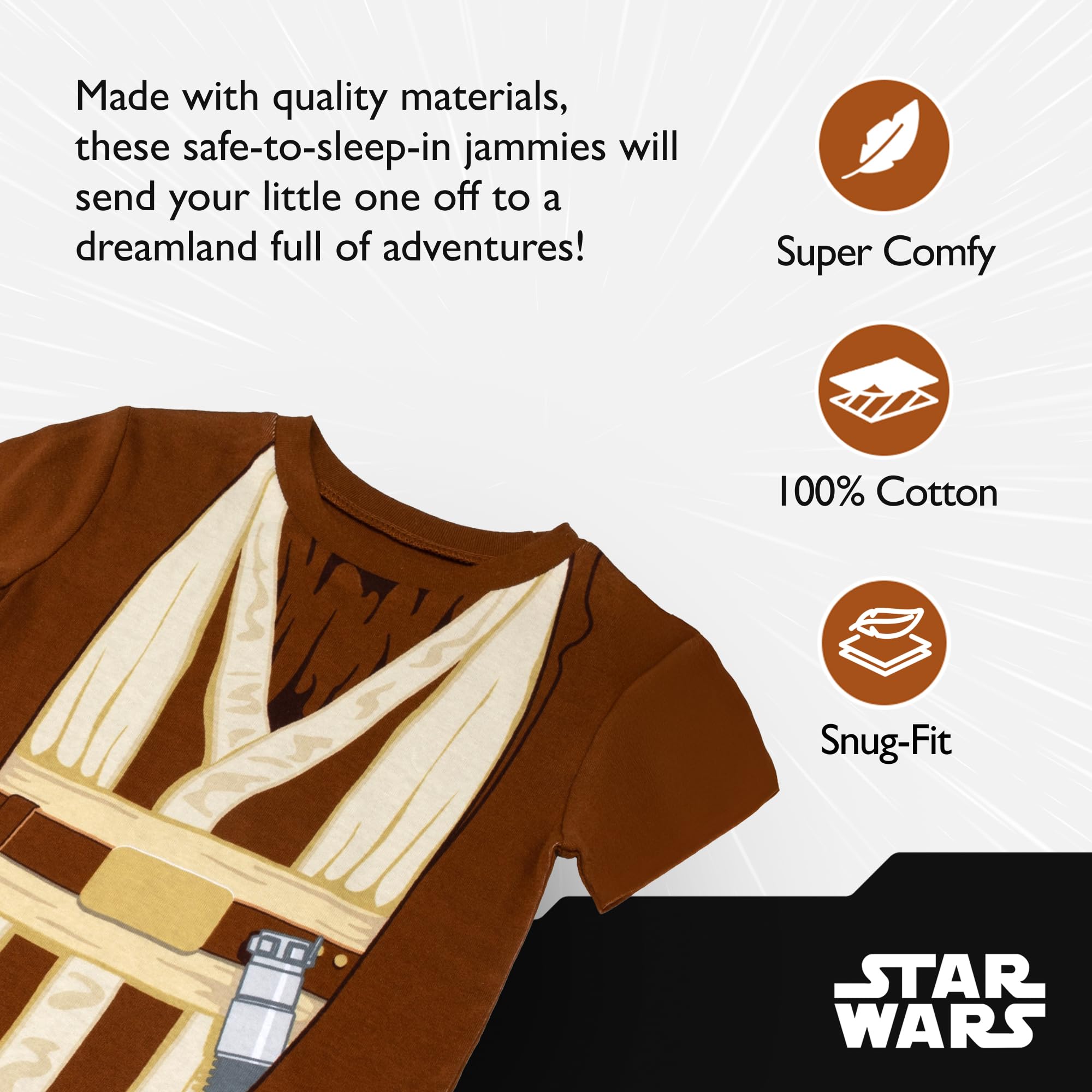 Star Wars Jungen 2-teiliges Pyjama-Set, Eng Anliegend, Baumwolle, Weich und Niedlich für Kinder Pyjamaset