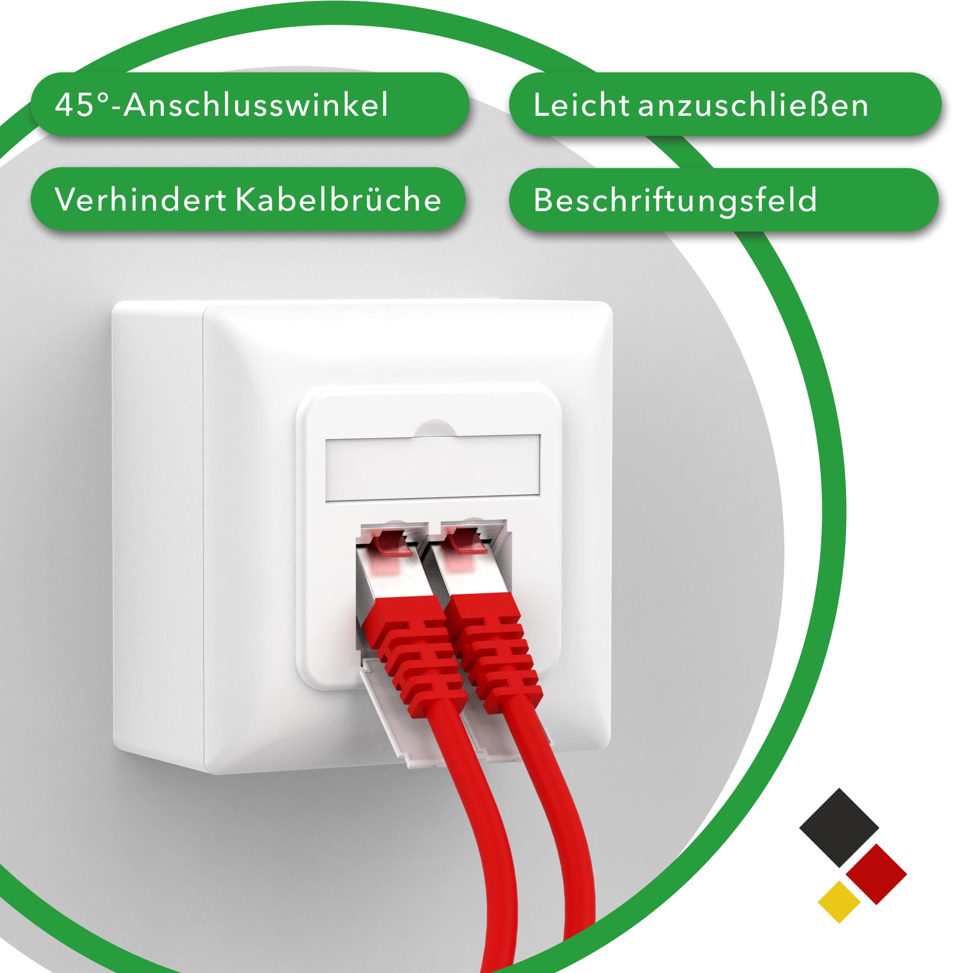 RedStar24 Lot de 4 prises réseau universelles Cat6A avec 2 ports RJ45 - Prise LAN blindée 10 Gbit/s pour montage en saillie et encastré, compatible avec CAT7/CAT6/CAT5, compatible POE, blanc de